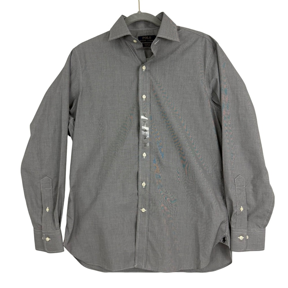 Polo Ralph Lauren Button Down Shirt Mens 15-32/33 Black Gingham Classic Fit New